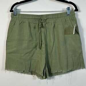 Altar’d State NWT Green Raw Hem Linen Viscose Lined 4 Pocket Shorts Women Large